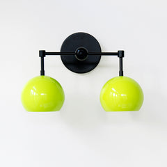 Black and Chartreuse two light bathroom sconce