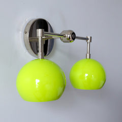 Double Loa Sconce with Chartreuse Shades