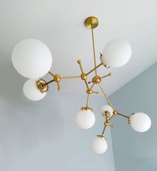 organic asymmetric large brass chandelier with glass modern contemporary lighting light fixture brass