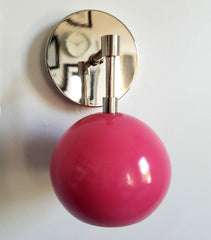 bright pink modern wall sconce with chrome
