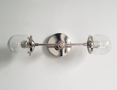 Chrome and Clear two light wall sconce