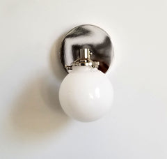 chrome white globe sconce lighting mid century