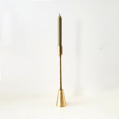 Brass geometric candle holder for taper candles and holiday decorating