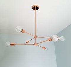 Copper Midcentury Modern inspired chandelier by Sazerac Stitches