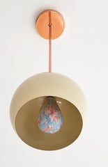 Copper and Cream globe pendant lighting inspired by mid century modern MCM decor