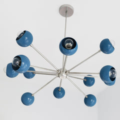 denim and chrome mid century modern style sputnik chandelier