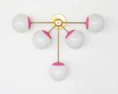 Pink & brass art deco inspired large wall sconce