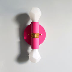Barbie Pink and Brass two light wall sconce
