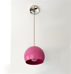 chrome and bright pink globe pendant light modern
