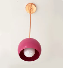 Copper and Bright Pink oversized globe pendant shade