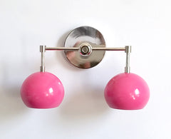 Pink and Chrome two light wall light fixture