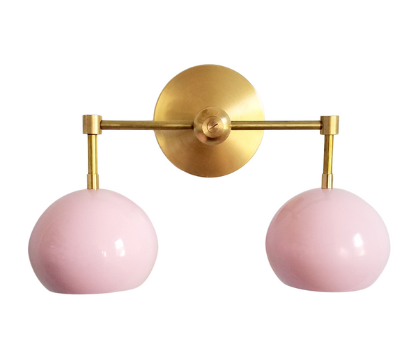 Double Loa Sconce with Blush Pink Shades - Sazerac Stitches