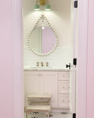 feminine girls bathroom design with mint and pink color combination