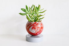 Grey, Pink, and Red Marbled Planter