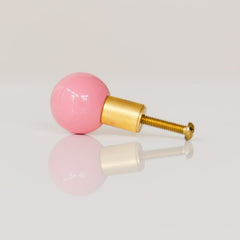 Pastel pink and brass gumball inspired cabinet drawer pull by Sazerac Stitches