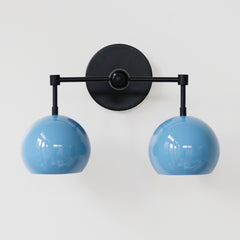 Black and Light blue two light wall sconce