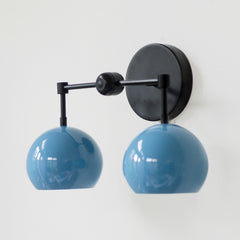 Black and Light blue two light wall sconce