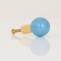 Light blue and brass baby furniture drawer pull by sazerac stitches