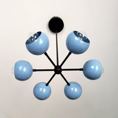 Hydrangea Blue and matte black modern pendant chandelier by Sazerac Stitches
