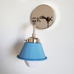 Light Blue and Chrome Adjustable wall sconce lighting perfect for baby boy nursery