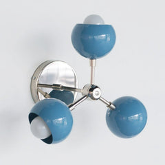 Hydrangea blue & Chrome Loa bicycle club - flushmount ceiling light or sconce with mid century modern style shades