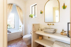 modern southwest style bathroom with neutral decor