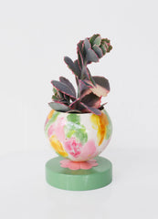 Pastel Green & Pink Painted Loa Planter