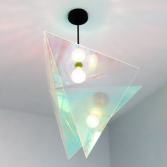 iridescent modern triangular pendant chandelier light