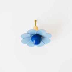light blue and bright blue daisy drawer pull by sazerac stitches