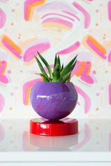 Purple Marbled Planter on a Red Base