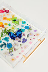 Rainbow Floral with Butterflies Tray