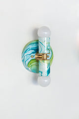 White, Teal & Chartreuse Marbled Small Thalia Sconce