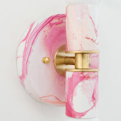 White & Pink Marbled Small Thalia Sconce