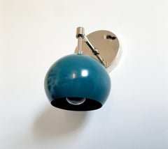 chrome and blue green mid century inspired wall sconce