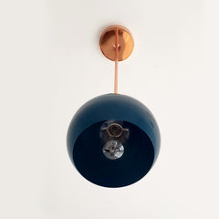 Copper and blue green globe shaped kitchen pendant lighting