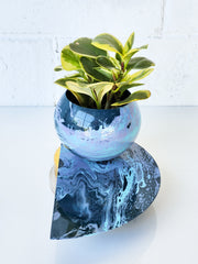 Lagoon, Light Blue, & Periwinkle Marbled Demilune Planter