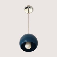 Lagoon Blue and Chrome midcentury modern style pendant lighting for dining rooms and kitchens