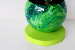 Green and Neon Chartreuse marbled planter