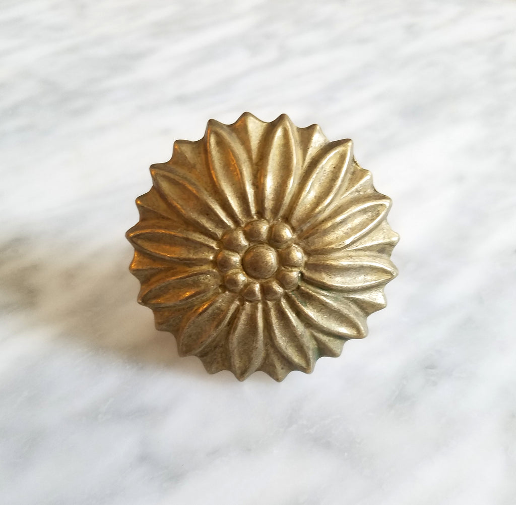 large brass floral cabinet knob drawer pull traditional flower furniture pull modern sunflower