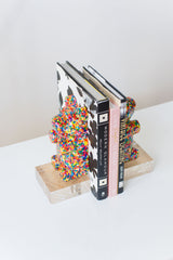 Rainbow Sprinkles Bear Bookend Set #2 with Clear Bases