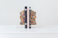 Rainbow Sprinkles Bear Bookend Set #2 with Clear Bases