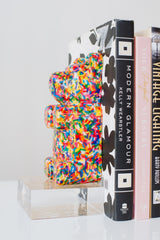 Rainbow Sprinkles Bear Bookend Set #2 with Clear Bases