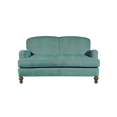 Aqua english roll arm traditional styled velvet love seat in luxurious velvet fabric