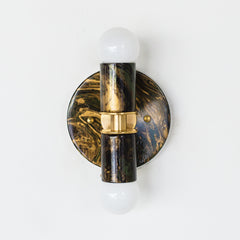 Olive Green, Black, & Gold Marbled Small Thalia Sconces