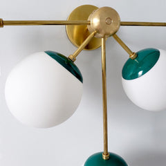 Brass and Emerald Green Art Deco inspired oversized modern wall sconce