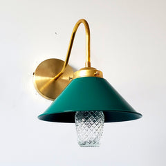 Bright Green and Brass farmhouse style wall sconce