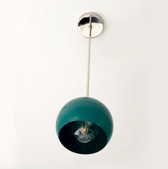 Emerald Green and chrome midcentury modern inspired globe pendant lighting
