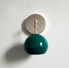 emerald green and chrome wall sconce bathroom lighting eyeball shade globe