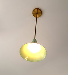 Mint and brass cone pendant shade kitchen island lighting midcentury modern inspired