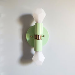 Chrome & Mint two light bathroom wall sconce with color